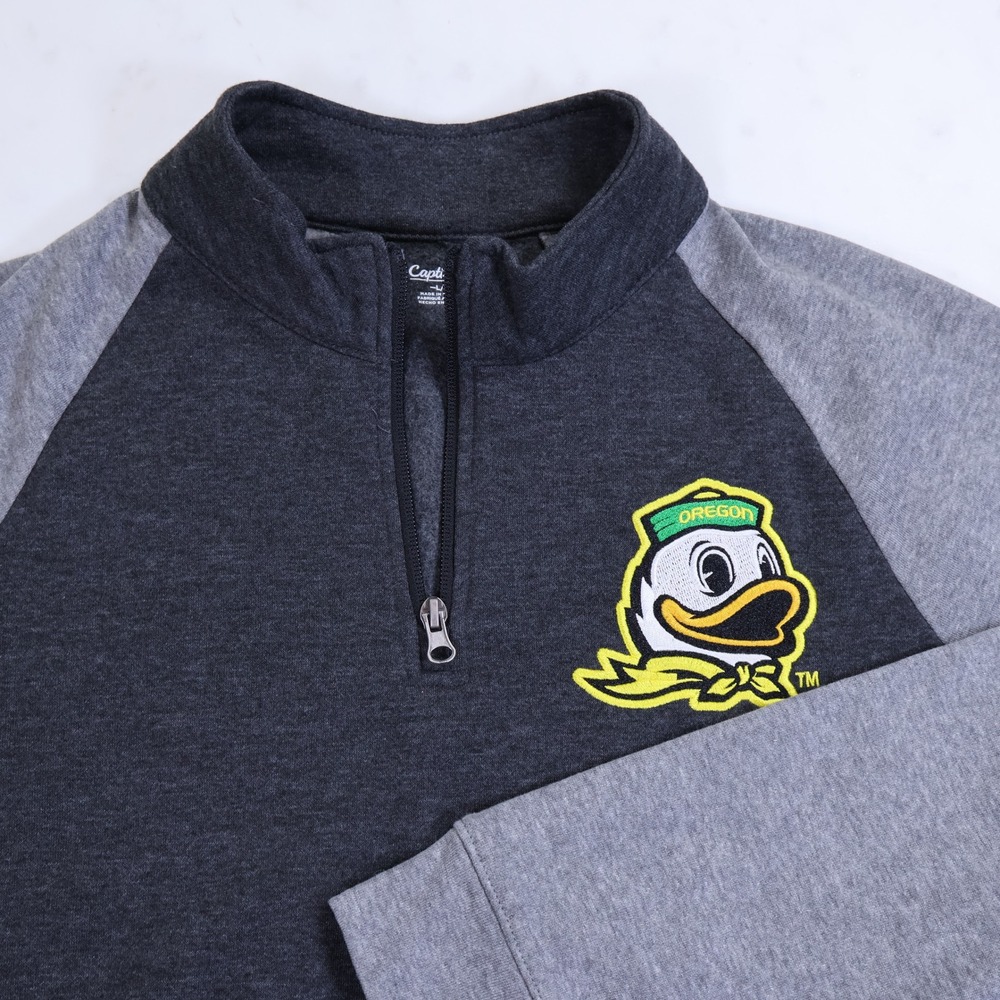 Captivating Oregon Ducks‎ Mens Large Quarter Zip Pullover Heather Charcoal Grey